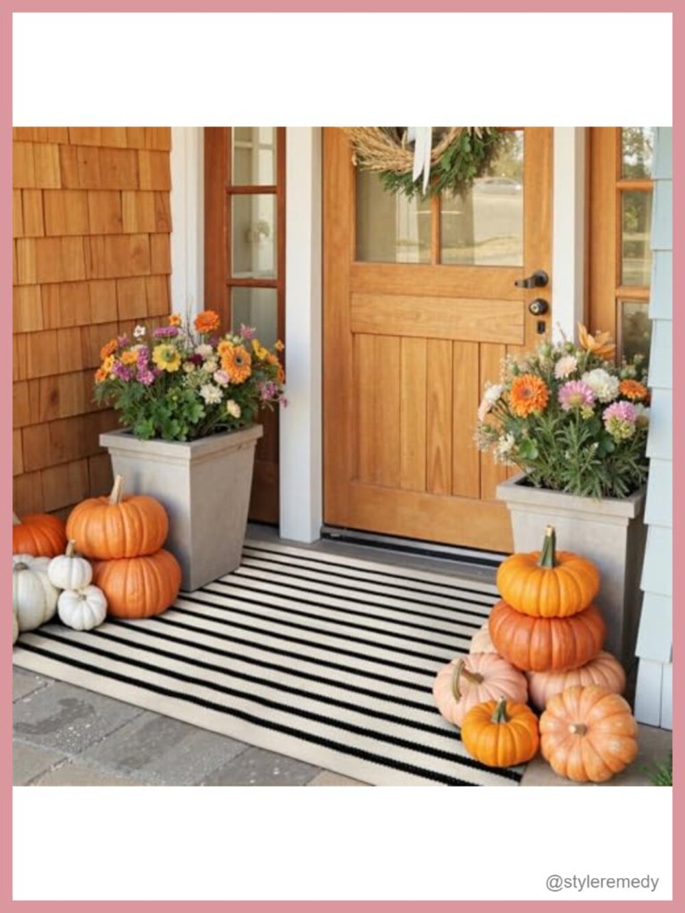 Cotton Polyester Front Door Mat Outdoor Farmhouse Striped Doormat 2x4